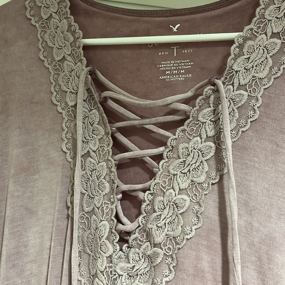 NWOT American Eagle Soft & Sexy Tie Up Long Sleeve Top - Picture 2 of 3